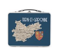 Fabulous Lunch Box Métal Argenté pour Sandwich et Snack - Tarn et Garonne 82 Département Montauban Carte Ancienne Occitanie - Boîte à Goûter Aluminium Gamelle Rigide Style Rétro Imprimée en France