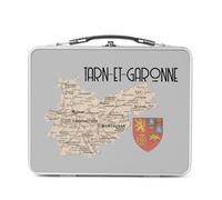 Fabulous Lunch Box Métal Argenté pour Sandwich et Snack - Tarn et Garonne 82 Département Montauban Carte Ancienne Occitanie - Boîte à Goûter Aluminium Gamelle Rigide Style Rétro Imprimée en France