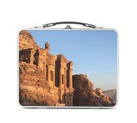 Fabulous Lunch Box Métal Argenté pour Sandwich et Snack - Temple de Petra Dans le Soleil Levant Jordanie - Boîte à Goûter Aluminium Gamelle Rigide Style Rétro Imprimée en France