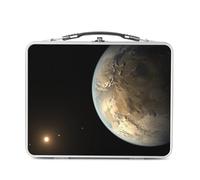 Fabulous Lunch Box Métal Argenté pour Sandwich et Snack - Terre Systeme Solaire Soleil Lune Espace Astronomie - Boîte à Goûter Aluminium Gamelle Rigide Style Rétro Imprimée en France