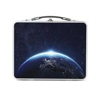 Fabulous Lunch Box Métal Argenté pour Sandwich et Snack - Terre Vue de l'Espace Planete Soleil Astronomie Europe - Boîte à Goûter Aluminium Gamelle Rigide Style Rétro Imprimée en France