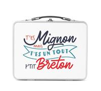 Fabulous Lunch Box Métal Argenté pour Sandwich et Snack - T'es Mignon mais t'es un tout p'tit Breton Film Tour Montparnasse - Boîte à Goûter Aluminium Gamelle Rigide Style Rétro Imprimée en France