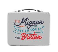 Fabulous Lunch Box Métal Argenté pour Sandwich et Snack - T'es Mignon mais t'es un tout p'tit Breton Film Tour Montparnasse - Boîte à Goûter Aluminium Gamelle Rigide Style Rétro Imprimée en France