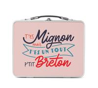 Fabulous Lunch Box Métal Argenté pour Sandwich et Snack - T'es Mignon mais t'es un tout p'tit Breton Film Tour Montparnasse - Boîte à Goûter Aluminium Gamelle Rigide Style Rétro Imprimée en France