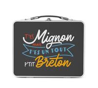 Fabulous Lunch Box Métal Argenté pour Sandwich et Snack - T'es Mignon mais t'es un tout p'tit Breton Film Tour Montparnasse - Boîte à Goûter Aluminium Gamelle Rigide Style Rétro Imprimée en France