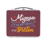 Fabulous Lunch Box Métal Argenté pour Sandwich et Snack - T'es Mignon mais t'es un tout p'tit Breton Film Tour Montparnasse - Boîte à Goûter Aluminium Gamelle Rigide Style Rétro Imprimée en France