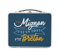 Fabulous Lunch Box Métal Argenté pour Sandwich et Snack - T'es Mignon mais t'es un tout p'tit Breton Film Tour Montparnasse - Boîte à Goûter Aluminium Gamelle Rigide Style Rétro Imprimée en France