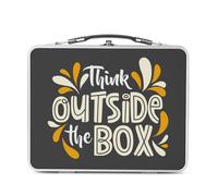 Fabulous Lunch Box Métal Argenté pour Sandwich et Snack - Think Outside The Box Typographie Message Citation Start up - Boîte à Goûter Aluminium Gamelle Rigide Style Rétro Imprimée en France