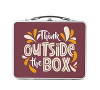 Fabulous Lunch Box Métal Argenté pour Sandwich et Snack - Think Outside The Box Typographie Message Citation Start up - Boîte à Goûter Aluminium Gamelle Rigide Style Rétro Imprimée en France