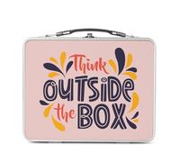 Fabulous Lunch Box Métal Argenté pour Sandwich et Snack - Think Outside The Box Typographie Message Citation Start up - Boîte à Goûter Aluminium Gamelle Rigide Style Rétro Imprimée en France
