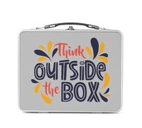 Fabulous Lunch Box Métal Argenté pour Sandwich et Snack - Think Outside The Box Typographie Message Citation Start up - Boîte à Goûter Aluminium Gamelle Rigide Style Rétro Imprimée en France