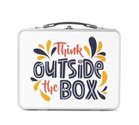 Fabulous Lunch Box Métal Argenté pour Sandwich et Snack - Think Outside The Box Typographie Message Citation Start up - Boîte à Goûter Aluminium Gamelle Rigide Style Rétro Imprimée en France