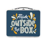 Fabulous Lunch Box Métal Argenté pour Sandwich et Snack - Think Outside The Box Typographie Message Citation Start up - Boîte à Goûter Aluminium Gamelle Rigide Style Rétro Imprimée en France