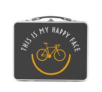 Fabulous Lunch Box Métal Argenté pour Sandwich et Snack - This is my happy face Vélo Cyclisme Vtt - Boîte à Goûter Aluminium Gamelle Rigide Style Rétro Imprimée en France