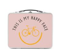 Fabulous Lunch Box Métal Argenté pour Sandwich et Snack - This is my happy face Vélo Cyclisme Vtt - Boîte à Goûter Aluminium Gamelle Rigide Style Rétro Imprimée en France