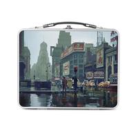 Fabulous Lunch Box Métal Argenté pour Sandwich et Snack - Time Square New York 1943 Ville Photo Vintage - Boîte à Goûter Aluminium Gamelle Rigide Style Rétro Imprimée en France