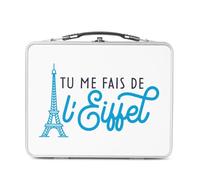 Fabulous Lunch Box Métal Argenté pour Sandwich et Snack - Tu me fais de l'Eiffel Paris Amour France Jeu de Mot - Boîte à Goûter Aluminium Gamelle Rigide Style Rétro Imprimée en France