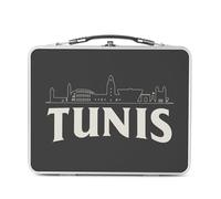 Fabulous Lunch Box Métal Argenté pour Sandwich et Snack - Tunis Minimalist Tunisie Voyage Vintage - Boîte à Goûter Aluminium Gamelle Rigide Style Rétro Imprimée en France