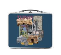 Fabulous Lunch Box Métal Argenté pour Sandwich et Snack - Tunis Vintage Collage Tunisie Voyage Vintage - Boîte à Goûter Aluminium Gamelle Rigide Style Rétro Imprimée en France