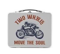 Fabulous Lunch Box Métal Argenté pour Sandwich et Snack - Two Wheels Move the Soul Moto Motard Cafe Racer - Boîte à Goûter Aluminium Gamelle Rigide Style Rétro Imprimée en France