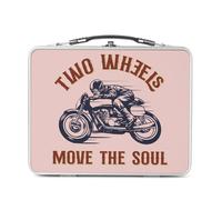 Fabulous Lunch Box Métal Argenté pour Sandwich et Snack - Two Wheels Move the Soul Moto Motard Cafe Racer - Boîte à Goûter Aluminium Gamelle Rigide Style Rétro Imprimée en France