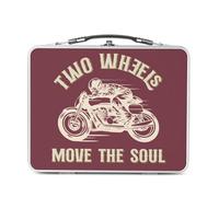 Fabulous Lunch Box Métal Argenté pour Sandwich et Snack - Two Wheels Move the Soul Moto Motard Cafe Racer - Boîte à Goûter Aluminium Gamelle Rigide Style Rétro Imprimée en France