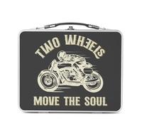 Fabulous Lunch Box Métal Argenté pour Sandwich et Snack - Two Wheels Move the Soul Moto Motard Cafe Racer - Boîte à Goûter Aluminium Gamelle Rigide Style Rétro Imprimée en France