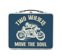 Fabulous Lunch Box Métal Argenté pour Sandwich et Snack - Two Wheels Move the Soul Moto Motard Cafe Racer - Boîte à Goûter Aluminium Gamelle Rigide Style Rétro Imprimée en France