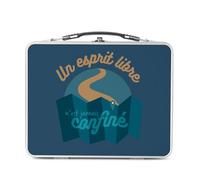 Fabulous Lunch Box Métal Argenté pour Sandwich et Snack - Un Esprit Libre n'est Jamais Confiné Aventure - Boîte à Goûter Aluminium Gamelle Rigide Style Rétro Imprimée en France