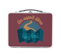 Fabulous Lunch Box Métal Argenté pour Sandwich et Snack - Un Esprit Libre n'est Jamais Confiné Aventure - Boîte à Goûter Aluminium Gamelle Rigide Style Rétro Imprimée en France