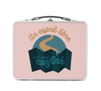 Fabulous Lunch Box Métal Argenté pour Sandwich et Snack - Un Esprit Libre n'est Jamais Confiné Aventure - Boîte à Goûter Aluminium Gamelle Rigide Style Rétro Imprimée en France