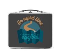 Fabulous Lunch Box Métal Argenté pour Sandwich et Snack - Un Esprit Libre n'est Jamais Confiné Aventure - Boîte à Goûter Aluminium Gamelle Rigide Style Rétro Imprimée en France
