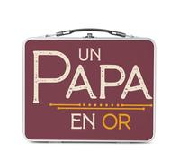 Fabulous Lunch Box Métal Argenté pour Sandwich et Snack - Un Papa en Or Père Amour Famille - Boîte à Goûter Aluminium Gamelle Rigide Style Rétro Imprimée en France