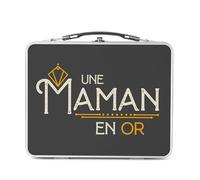 Fabulous Lunch Box Métal Argenté pour Sandwich et Snack - Une Maman en Or Amour Famille Mère - Boîte à Goûter Aluminium Gamelle Rigide Style Rétro Imprimée en France