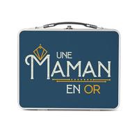 Fabulous Lunch Box Métal Argenté pour Sandwich et Snack - Une Maman en Or Amour Famille Mère - Boîte à Goûter Aluminium Gamelle Rigide Style Rétro Imprimée en France