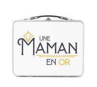 Fabulous Lunch Box Métal Argenté pour Sandwich et Snack - Une Maman en Or Amour Famille Mère - Boîte à Goûter Aluminium Gamelle Rigide Style Rétro Imprimée en France