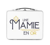 Fabulous Lunch Box Métal Argenté pour Sandwich et Snack - Une Mamie en Or Grand-Mère Amour Famille - Boîte à Goûter Aluminium Gamelle Rigide Style Rétro Imprimée en France