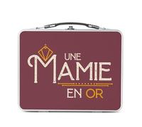Fabulous Lunch Box Métal Argenté pour Sandwich et Snack - Une Mamie en Or Grand-Mère Amour Famille - Boîte à Goûter Aluminium Gamelle Rigide Style Rétro Imprimée en France