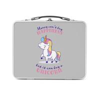 Fabulous Lunch Box Métal Argenté pour Sandwich et Snack - Unicorn - Money Can't Buy Happiness Animals Cute Boîte à Goûter Aluminium Gamelle Rigide Style Rétro Imprimée en France
