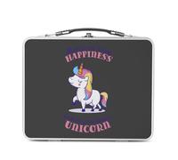 Fabulous Lunch Box Métal Argenté pour Sandwich et Snack - Unicorn - Money Can't Buy Happiness Animals Cute Boîte à Goûter Aluminium Gamelle Rigide Style Rétro Imprimée en France