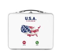Fabulous Lunch Box Métal Argenté pour Sandwich et Snack - USA Is Calling Me Flag Travel New York - Boîte à Goûter Aluminium Gamelle Rigide Style Rétro Imprimée en France
