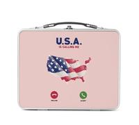 Fabulous Lunch Box Métal Argenté pour Sandwich et Snack - USA Is Calling Me Flag Travel New York - Boîte à Goûter Aluminium Gamelle Rigide Style Rétro Imprimée en France