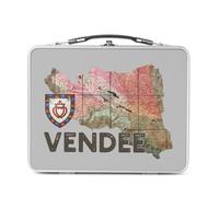 Fabulous Lunch Box Métal Argenté pour Sandwich et Snack - Vendée 85 Departement La Roche sur Yon Carte Ancienne - Boîte à Goûter Aluminium Gamelle Rigide Style Rétro Imprimée en France