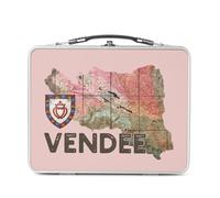 Fabulous Lunch Box Métal Argenté pour Sandwich et Snack - Vendée 85 Departement La Roche sur Yon Carte Ancienne - Boîte à Goûter Aluminium Gamelle Rigide Style Rétro Imprimée en France