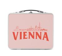 Fabulous Lunch Box Métal Argenté pour Sandwich et Snack - Vienna Minimalist Vienne Voyage Autriche Mozart - Boîte à Goûter Aluminium Gamelle Rigide Style Rétro Imprimée en France