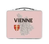 Fabulous Lunch Box Métal Argenté pour Sandwich et Snack - Vienne 86 Département Poitiers Carte Ancienne - Boîte à Goûter Aluminium Gamelle Rigide Style Rétro Imprimée en France