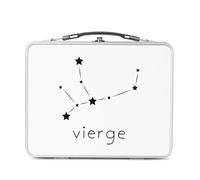 Fabulous Lunch Box Métal Argenté pour Sandwich et Snack - Vierge Etoile Signe Astrologie Constellation Minimaliste - Boîte à Goûter Aluminium Gamelle Rigide Style Rétro Imprimée en France