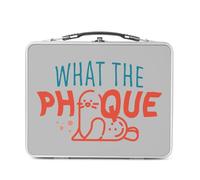 Fabulous Lunch Box Métal Argenté pour Sandwich et Snack - What the Phoque Jeu de Mot Anglais Humour Animaux - Boîte à Goûter Aluminium Gamelle Rigide Style Rétro Imprimée en France