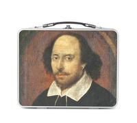 Fabulous Lunch Box Métal Argenté pour Sandwich et Snack - William Shakespeare Ecrivain Anglais Theatre Portrait Peinture - Boîte à Goûter Aluminium Gamelle Rigide Style Rétro Imprimée en France