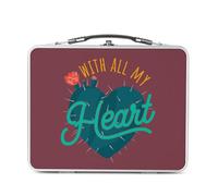 Fabulous Lunch Box Métal Argenté pour Sandwich et Snack - With All My Heart Plants Cactus Desert - Boîte à Goûter Aluminium Gamelle Rigide Style Rétro Imprimée en France